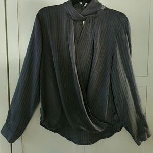 NY&C Gray Wrap Blouse/ Turtleneck